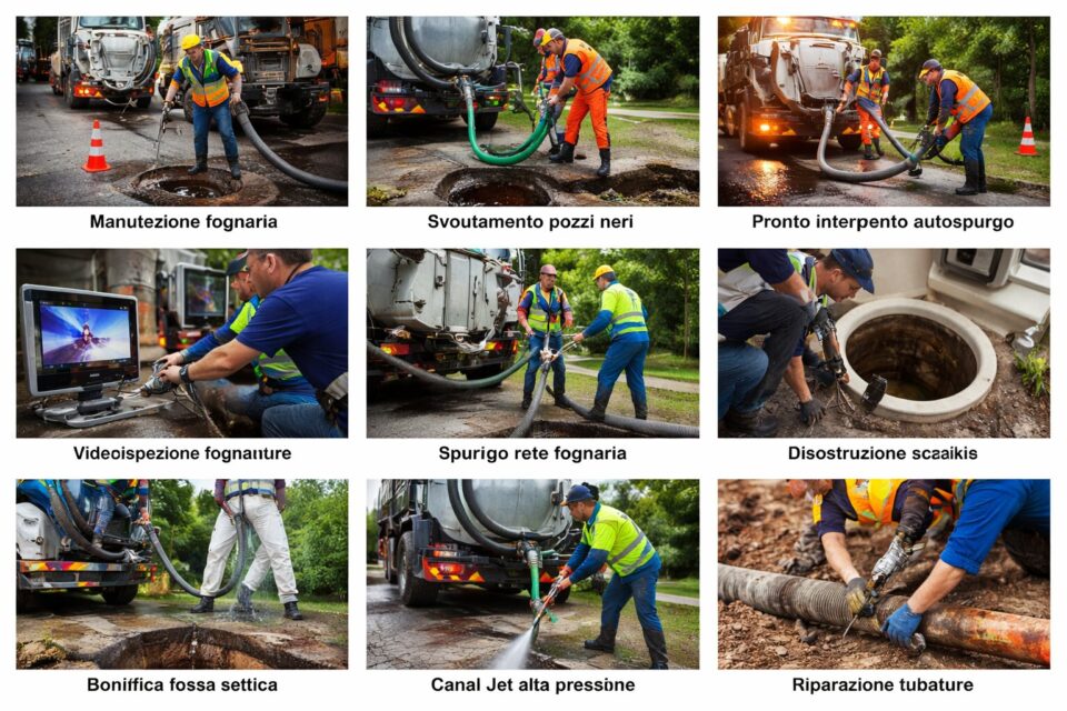 manutenzione fognaria ordinaria e straordinaria svuotamento pozzi neri e fosse biologiche spurgo reti fognarie civili e industriali pronto intervento per emergenze fognarie